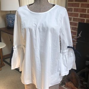J Crew white blouse, flared sleeves